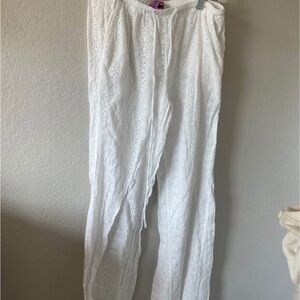 White Eyelet Lace Pants